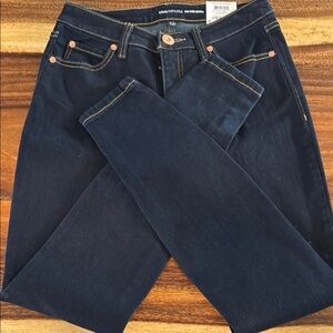 INC International Concepts Blue Skinny Jeans with Gold Stitching